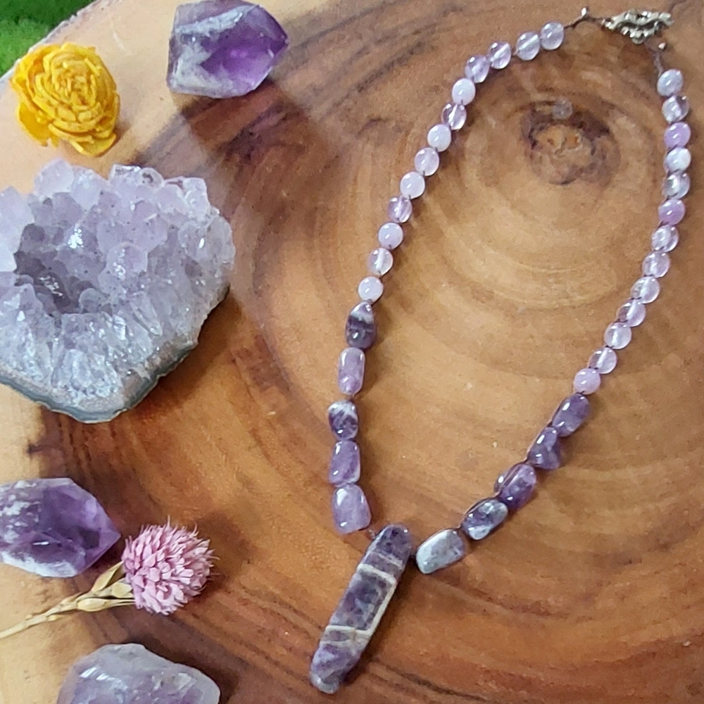 Amethyst Necklace, Hand Crafted, 16 Inch, By Rust Belt Raised